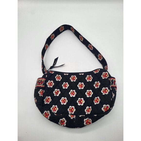 Vera Bradley Handbags - VERA BRADLEY Retired Pirouette Floral Black Purse Mini Hobo Handbag Cottagecore